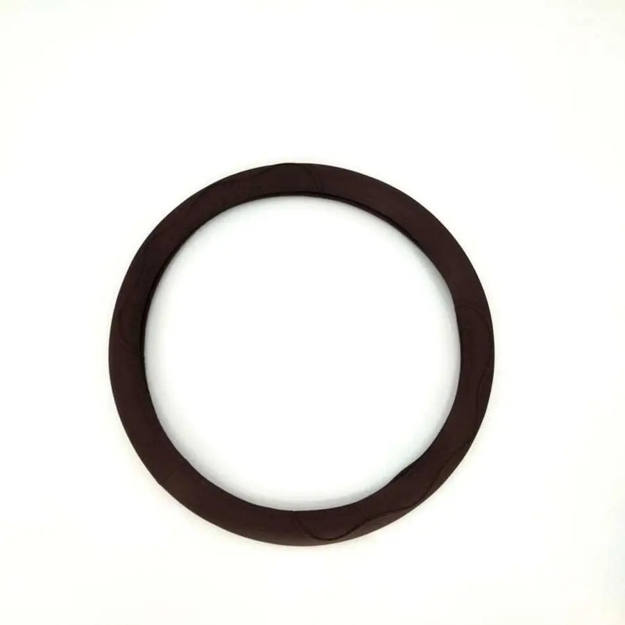 38cm Universal Brown Car Steering Wheel Cover Comfort Grip Anti-Slip PU Leather