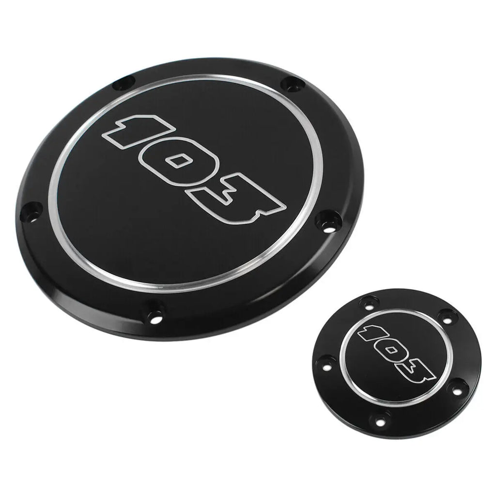 Black 103 Engine Derby Timing Clutch Side Cover Set Fit For Harley Softail Touring Dyna Road Kin - Automotive LED Light