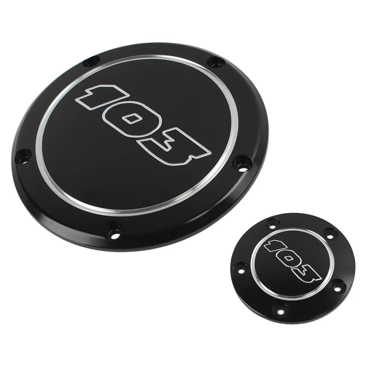 Black 103 Engine Derby Timing Clutch Side Cover Set Fit For Harley Softail Touring Dyna Road Kin - Automotive LED Light