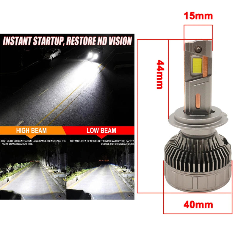 360W 800000LM H7 LED Headlight Bulb 6 Copper Pipes Canbus Car LED Headlamp High Power Supe
