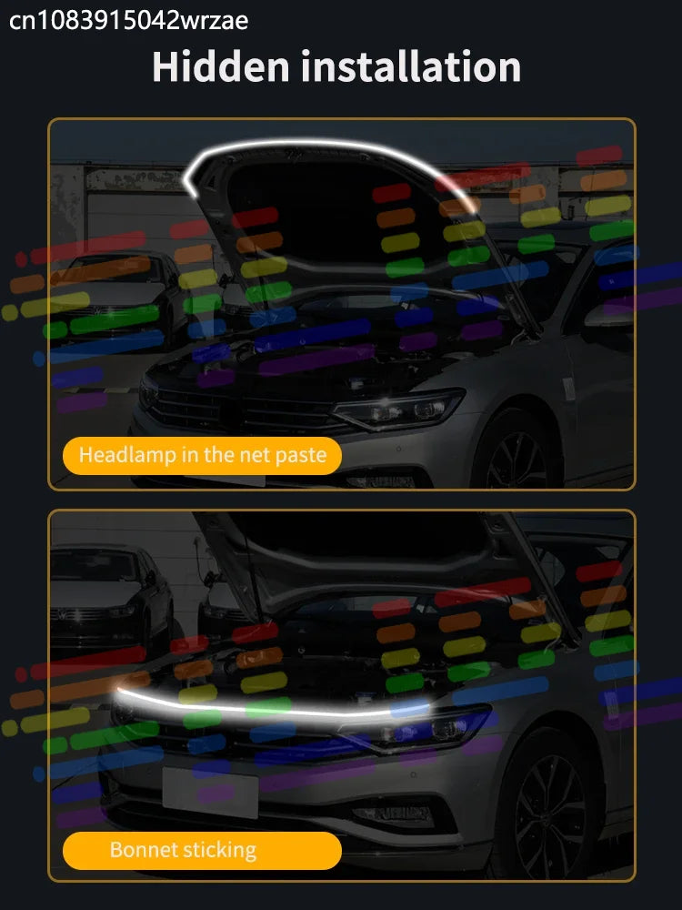 1.5M Monochrome LED Daytime Runn Lights Meteor style Scann Startup Effect Hood Decorative  | AUTOKITSHOP