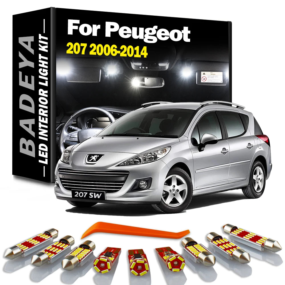 14-Piece LED Interior Light Kit for Peugeot 2008-2012 - Canbus Error-Free Interior Bulbs