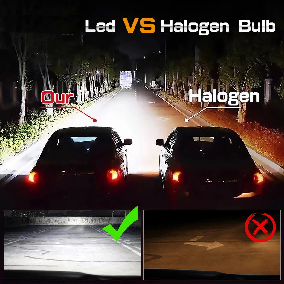 RockeyBright 300W 400000LM H7 H4 H11 9005 HB3 9006 HB4 LED Headlight Bulbs Canbus Error Fr