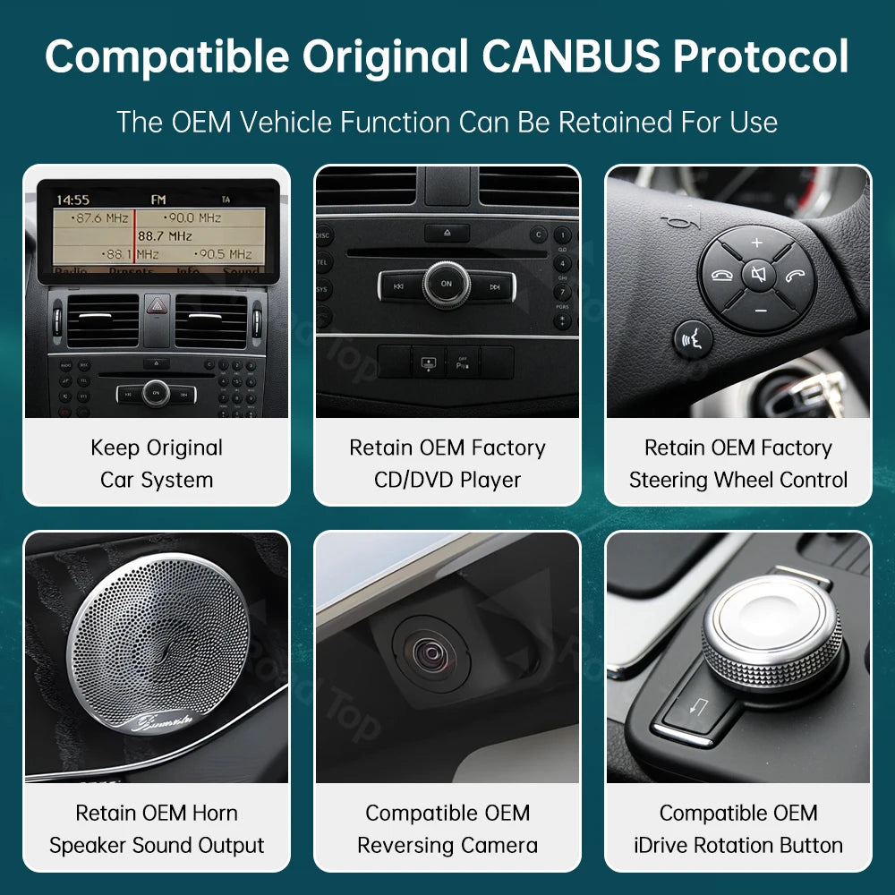 Linux Screen Wireless CarPlay Android Auto Multimedia Display for Mercedes-Benz C Class W2