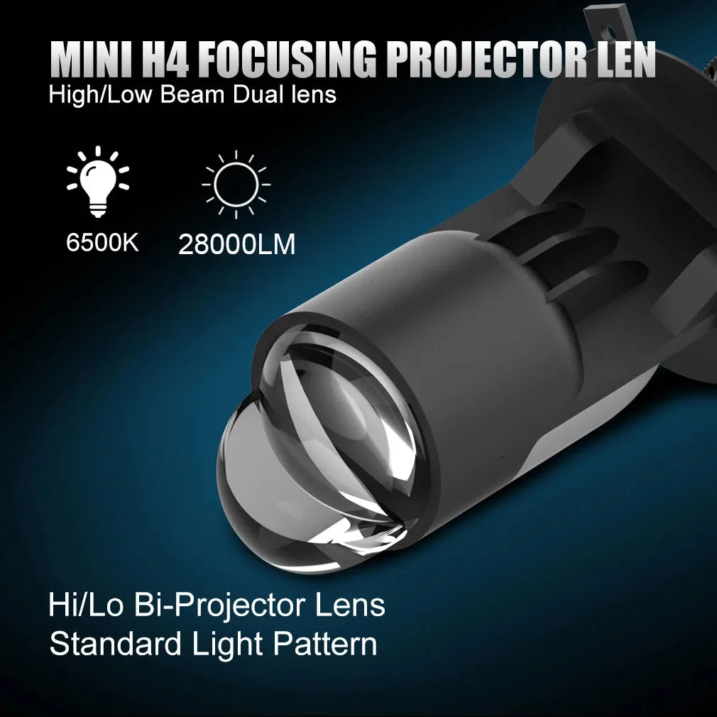 H4 Bi LED Projector Lens 28000LM 160W Car Headlight Bulbs H4 9003 Hi/Lo Beam Projector Len