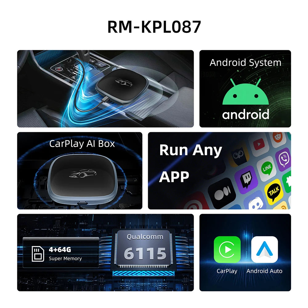 CarPlay Ai Box Android 13 QCM6115 8-Cores Wireless CarPlay Android Auto AI Adapter Magic B