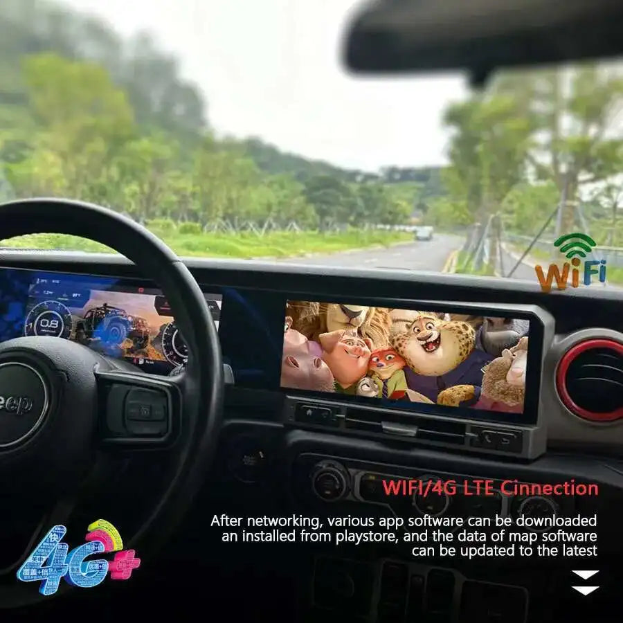 24.6inch For Jeep Wrangler 2018-2022 LCD Instrument Panel Android Dual Screen Carplay Ster | AUTOKITSHOP