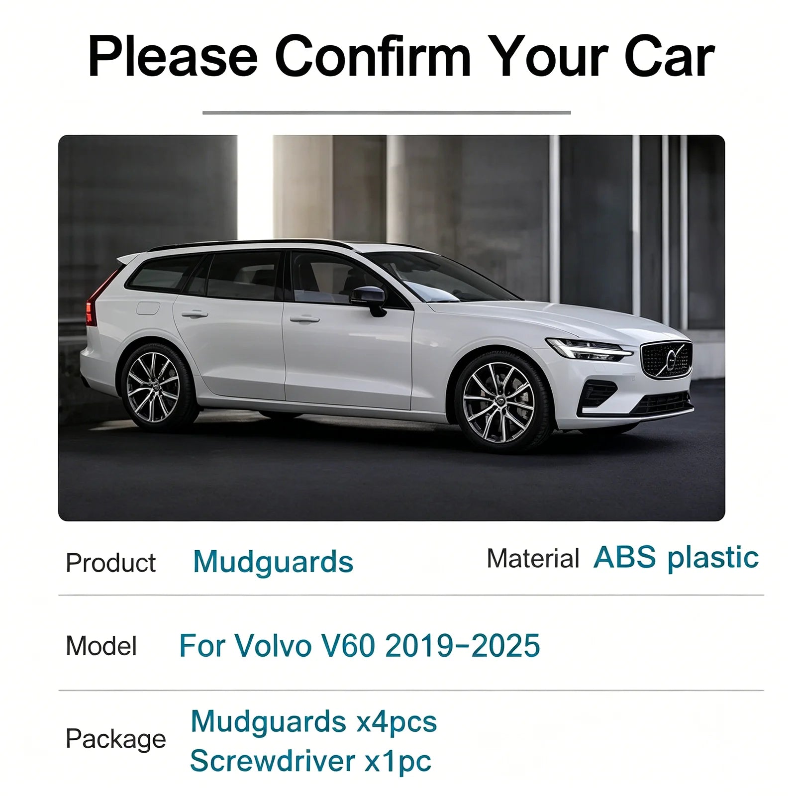 For Volvo V60 2019~2025 4PCS Car Mudguards Wheel Mud Flaps Splash Guards Front Rear Fender | AUTOKITSHOP