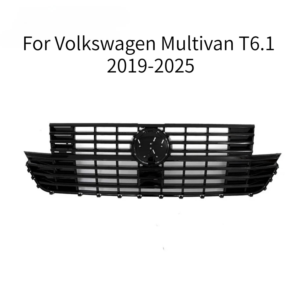 For Volkswagen Multivan T6.1 Multivan T6.1 2019-up Glossy Black Front Grille All Black Cen