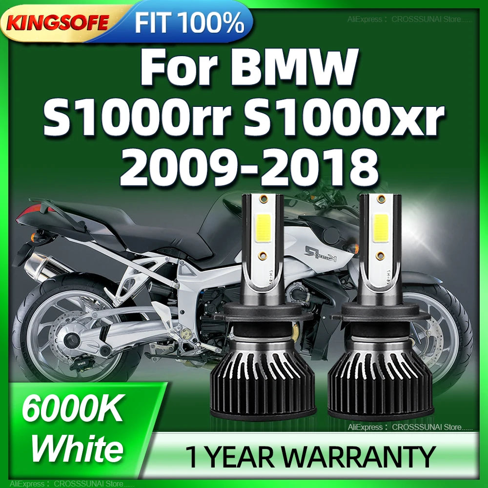 12V Motorcycle LED Headlight H7 Bulbs 6000k 20000LM For BMW S1000rr S1000xr 2009 2010 2011