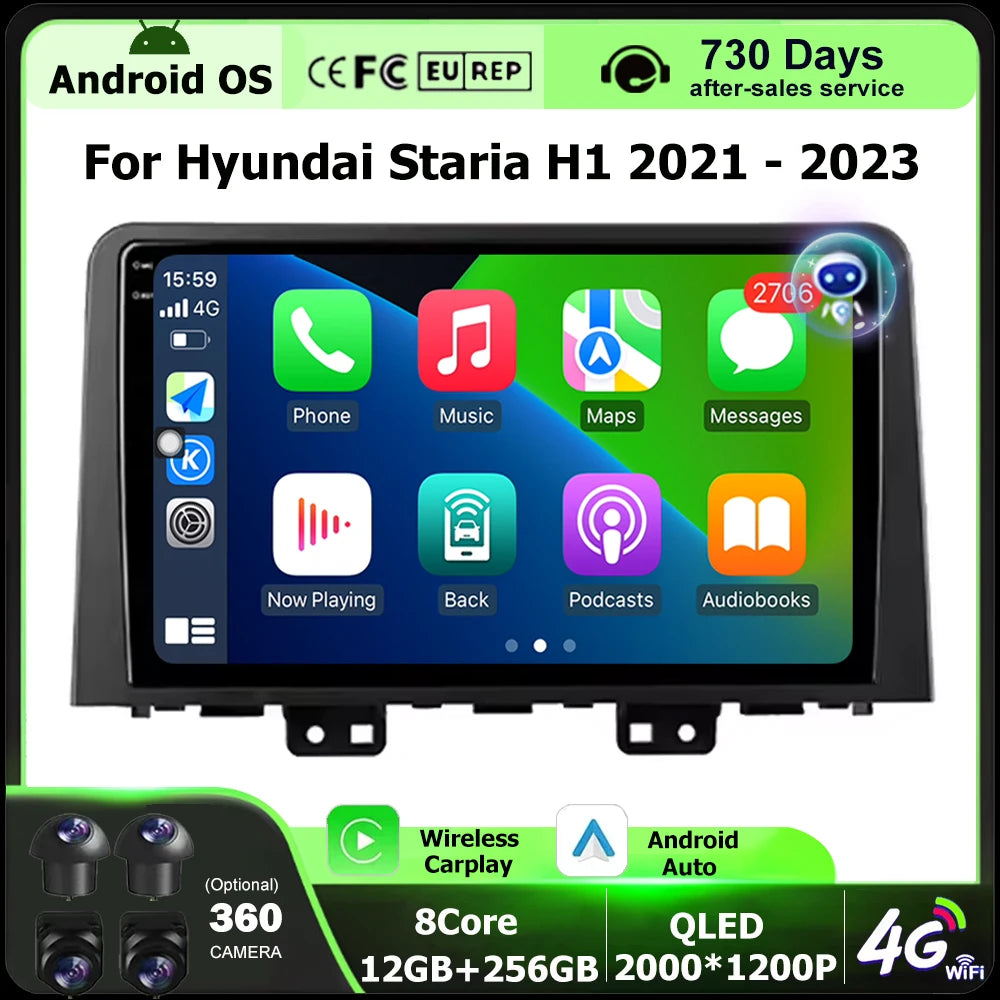 Wireless Carplay For Hyundai Staria H1 2021 2022 2023 Android 16 Auto Car Radio Multimedia