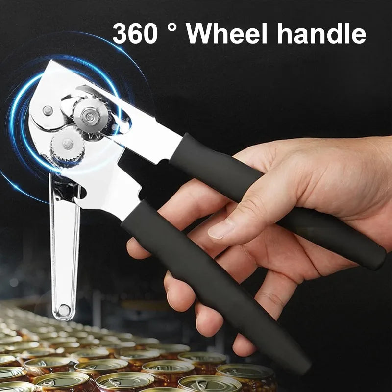 Stainless Steel Manual Can Opener Heavy Duty Handheld with Extra Long Handles for Seniors Elderl - Automotive LED Light