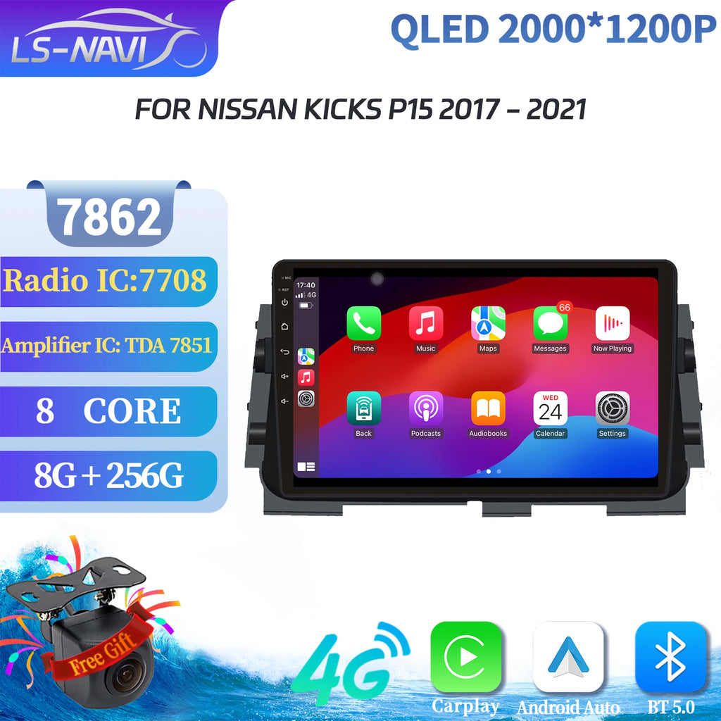 For Nissan Kicks P15 2017-2021 Android 14 Car Multimedia Center Radio Navigation Wireless