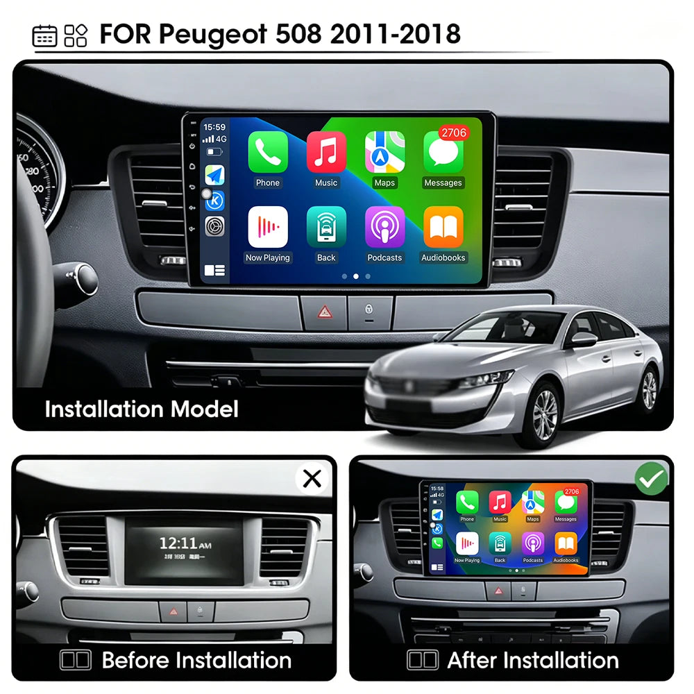 Android 16 Auto For Peugeot 508 2011-2018 Car Radio Multimedia Player Wireless Carplay Ste