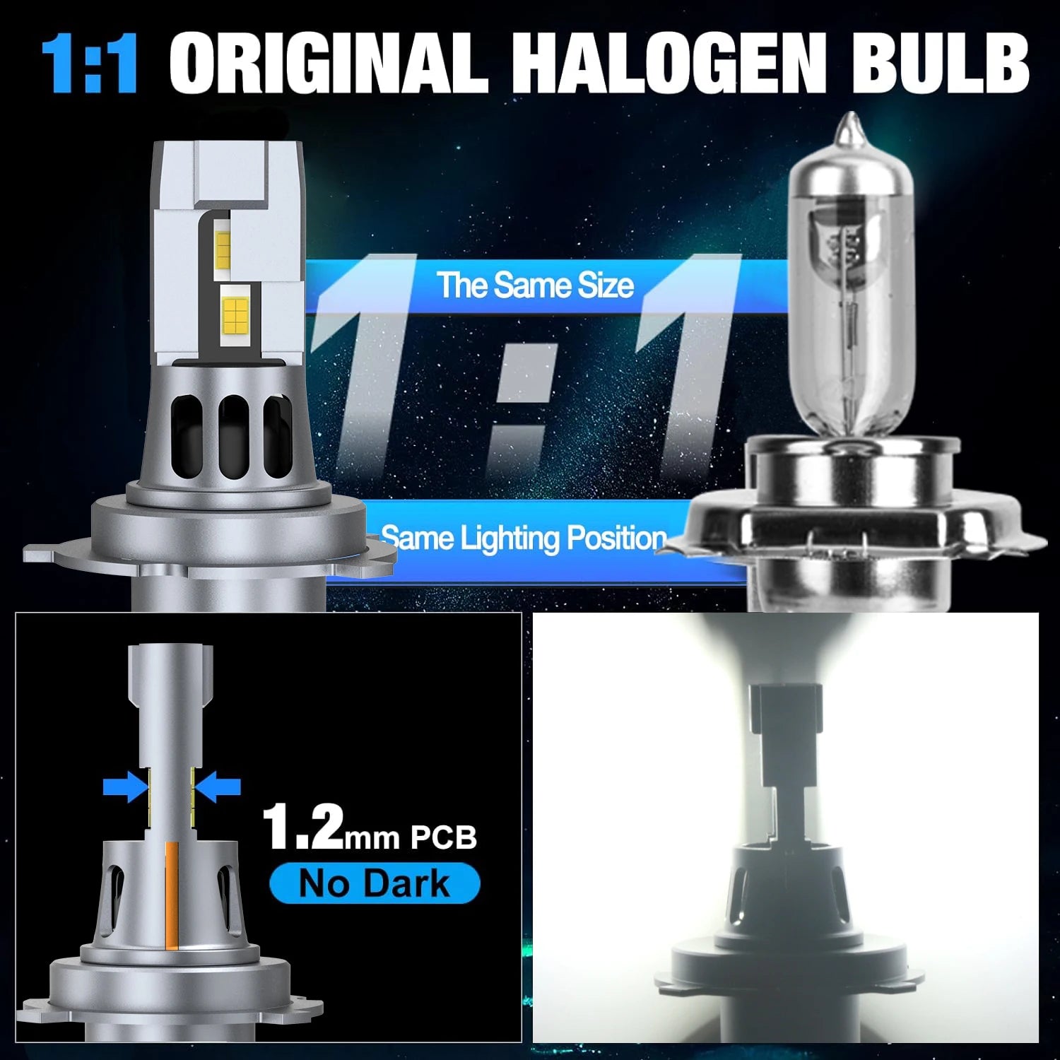 XSTORM H4 9003 HB2 LED Headlight Bulbs Canbus High Low Beam Car Light Turbo Led Diode Lamp