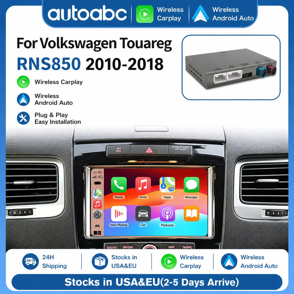 For Volkswagen Touareg RNS850 2010-2018 Wireless CarPlay Interface Android Auto with Voice | AUTOKITSHOP