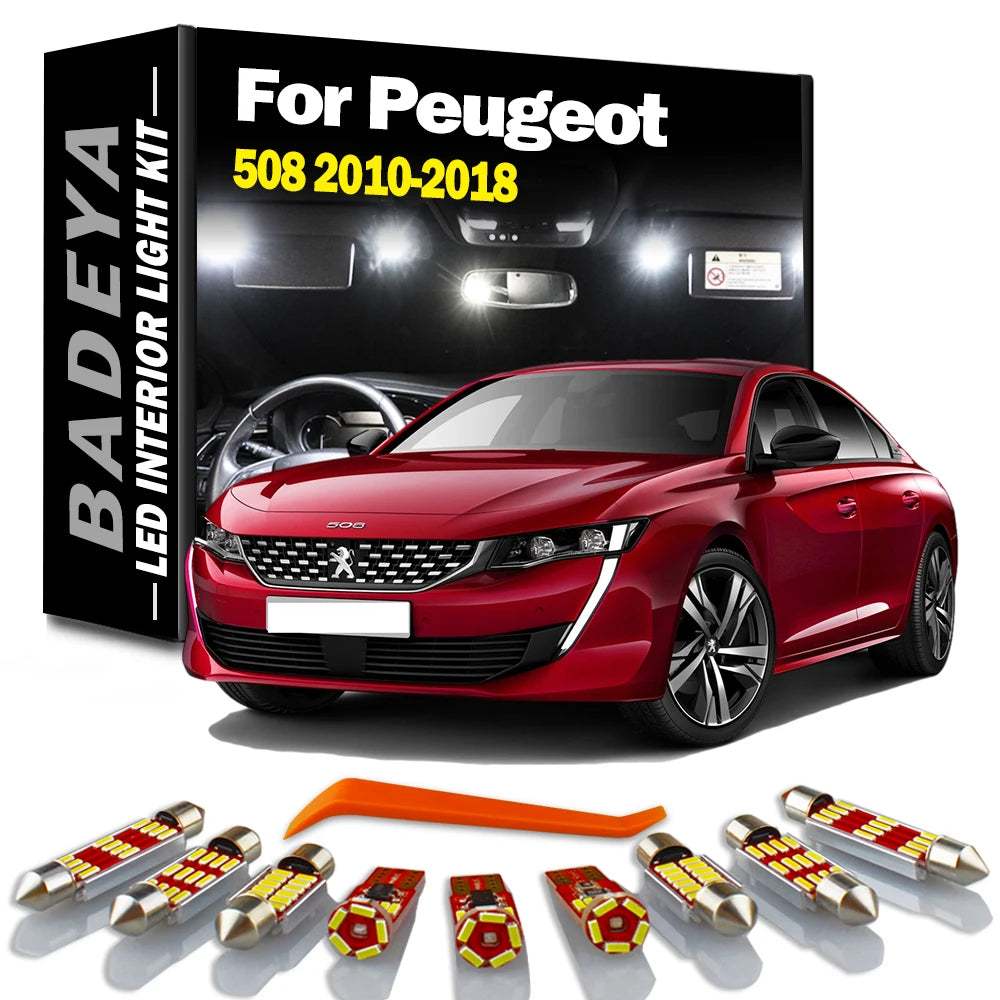 BADEYA 22Pcs Interior LED Trunk Door Footwell Light Kit For Peugeot 508 MK1 2010 2011 2012