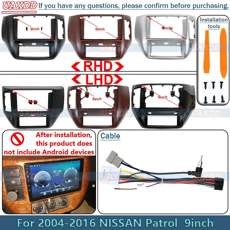 For Nissan 2004-2016 Patrol 9inch Radio Android Stereo Frame Panel Fascia Dashboard MP5 CD