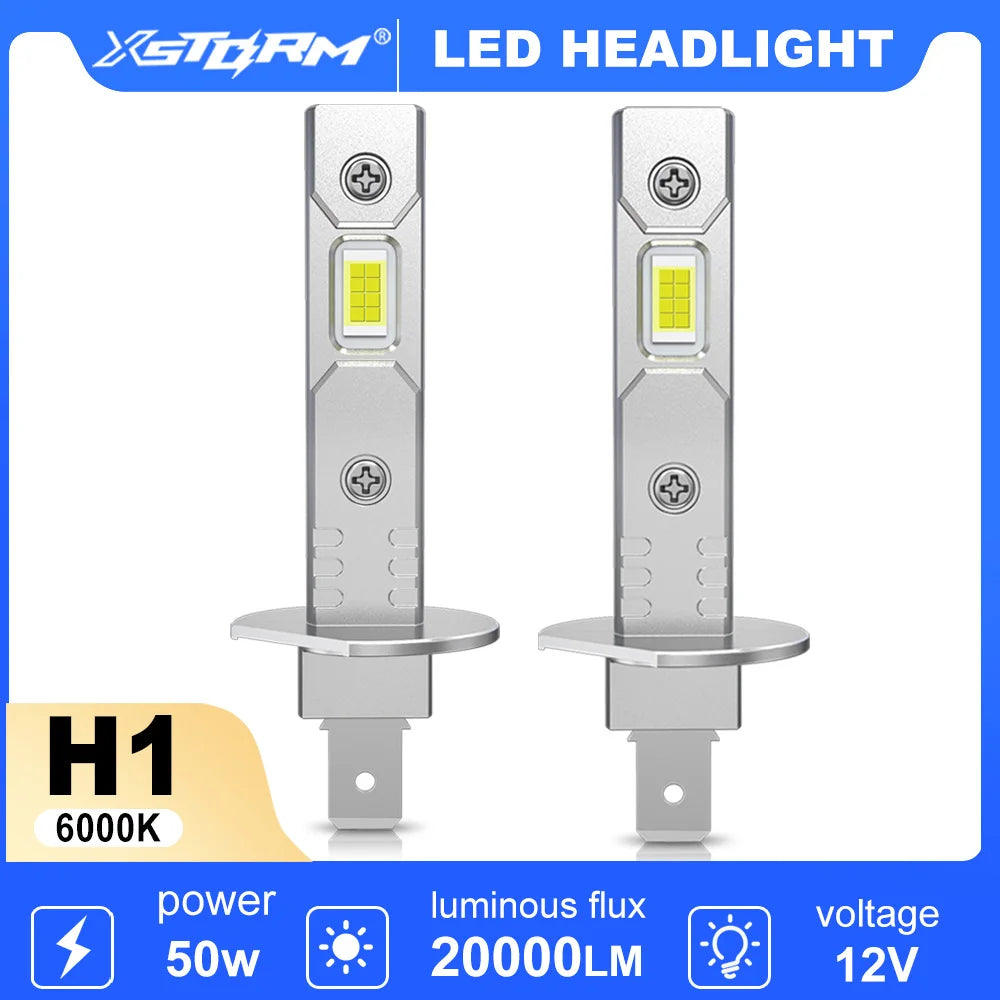 XSTORM H1 H3 LED Headlight Bulb Mini 50W 20000LM CSP for Car Headlamp Fanless Light Auto D