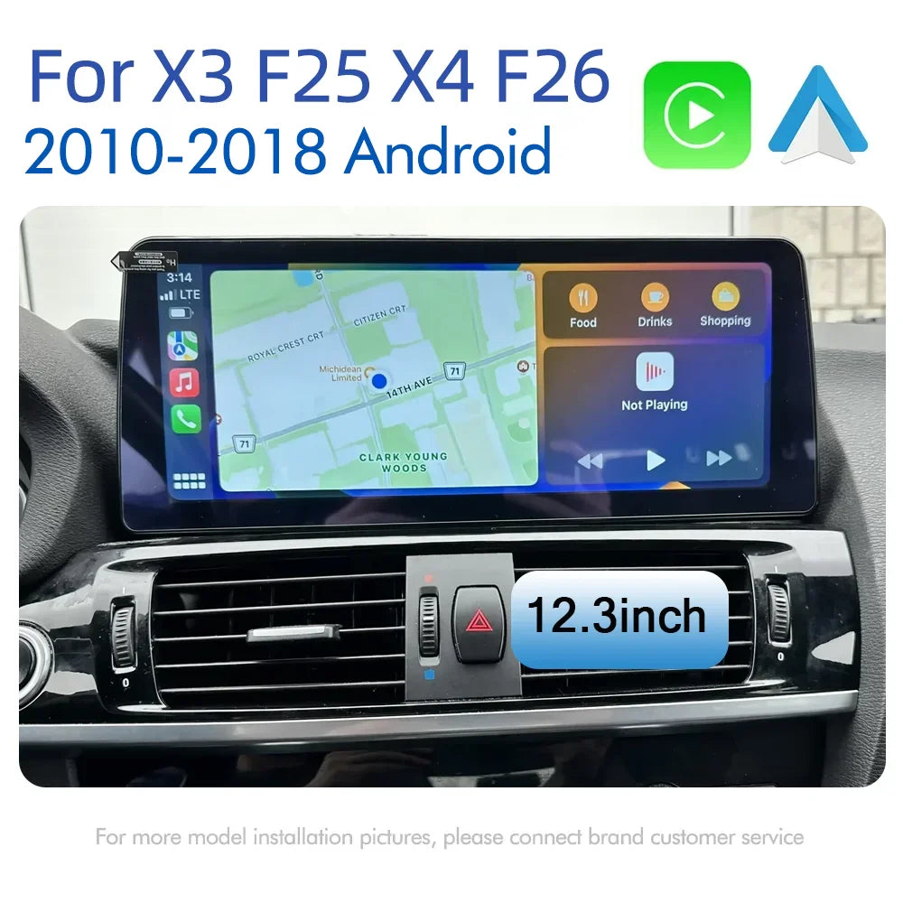 12.3 Inch Car Radio Carplay For BMW X3 F25 X4 F26 2010-2018 Android 14 Auto Multimedia Mon