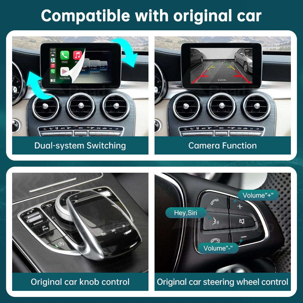 RoadTop Module for Mercedes Benz C-Class W205 GLC 2015-2018 Wireless CarPlay with Android