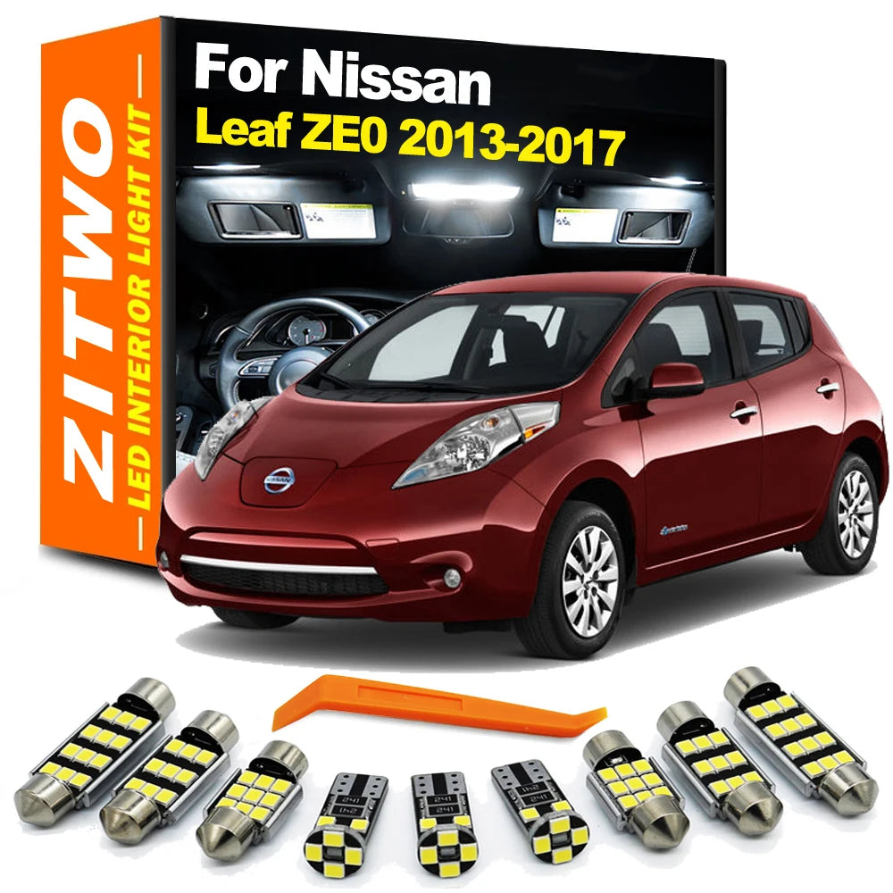 ZITWO 6Pcs Canbus Car LED Bulb For Nissan Leaf ZE0 2013 2014 2015 2016 2017 Interior Reading Map Trunk License Plate Light Kit