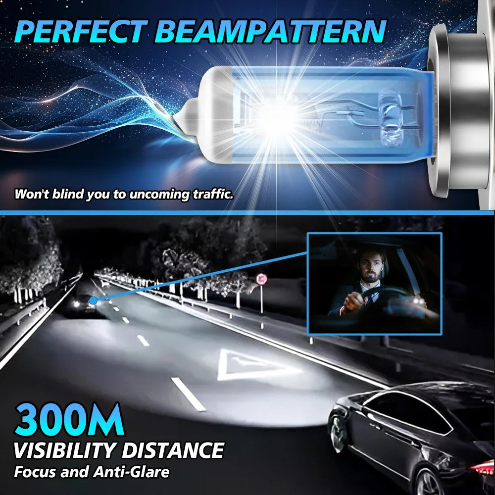 100W H4 Halogen Lights Bulbs 20000LM High Low Beam Motorcycle Headlights 12V 6000K Plug An