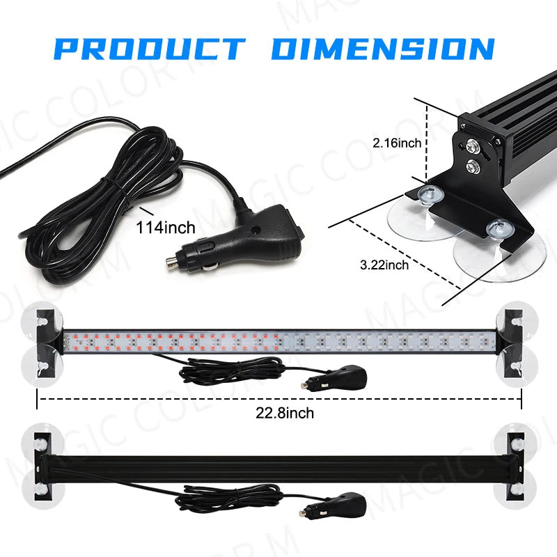 LED Strobe Police Lights For Auto Emergency Grill Warning Lamp 80 led Windshield Bar Traff | AUTOKITSHOP