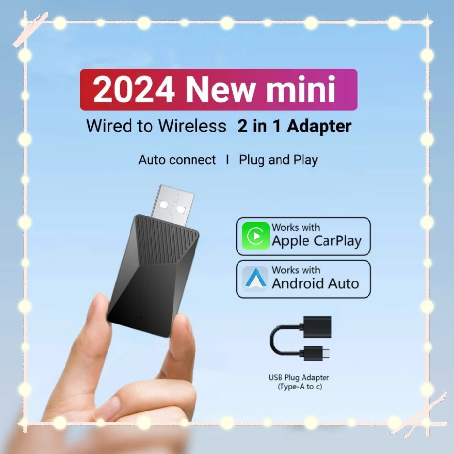 LEXXSON Mini Wired to Wireless 2 in 1 AI Box Carplay 5G Wifi & Bluetooth 5.0 Android Auto  | AUTOKITSHOP