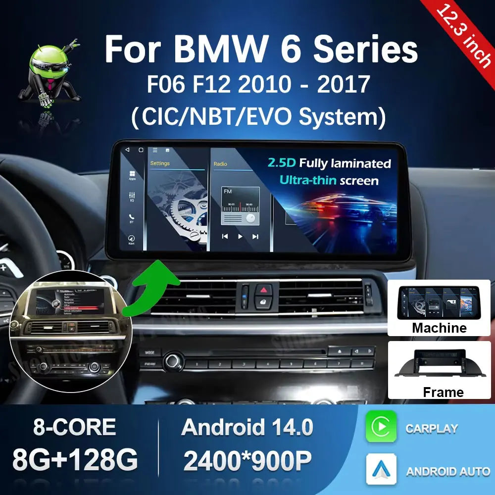 Car Radio Multimedia Player Android 14 CIC NBT EVO System for BMW 6 SERIES F06 F12 2010 20