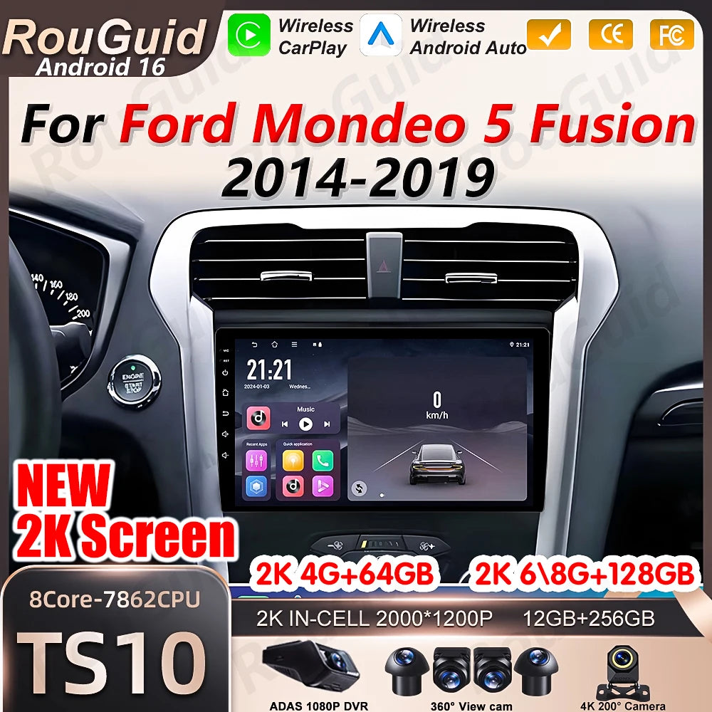 Android 16 Carplay Car Radio For Ford Fusion Mondeo 5 2014 2015 2016 2017 2018 2019 Video  | AUTOKITSHOP