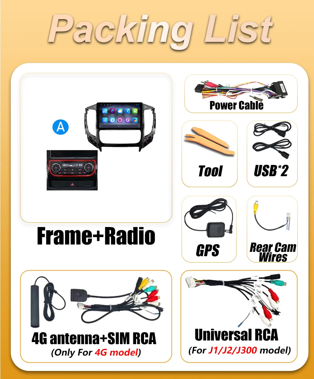 Carplay Android 16 For Mitsubishi Pajero Sport 3 L200 5 Triton 3 2015 2016 2017- 2019 BT M | AUTOKITSHOP
