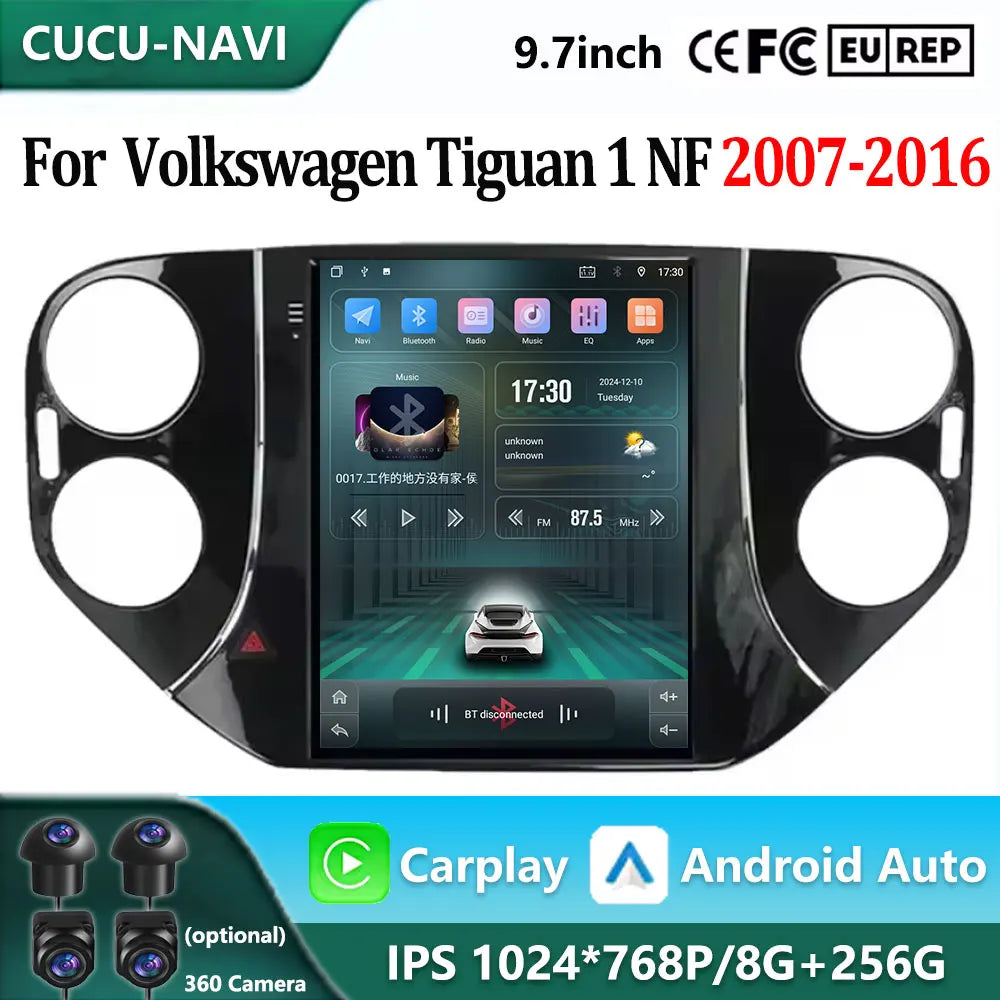 For Volkswagen Tiguan 1 Nf 2007-2016 Android 16 Car Radio Multimedia GPS Navigation 9.7inc | AUTOKITSHOP