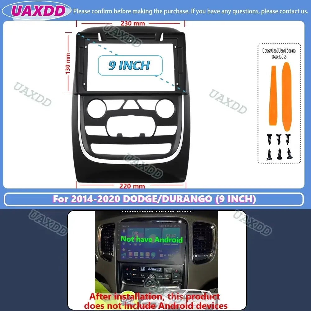 FOR 2014-2020 DODGE DURANGO 9INCH 2 Din Car Android frame fascia cable harness adapter das