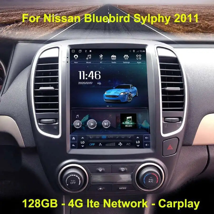 128GB ROM Vertical Screen GPS Navigation For Nissan Bluebird Sylphy Car Stereo Android 14