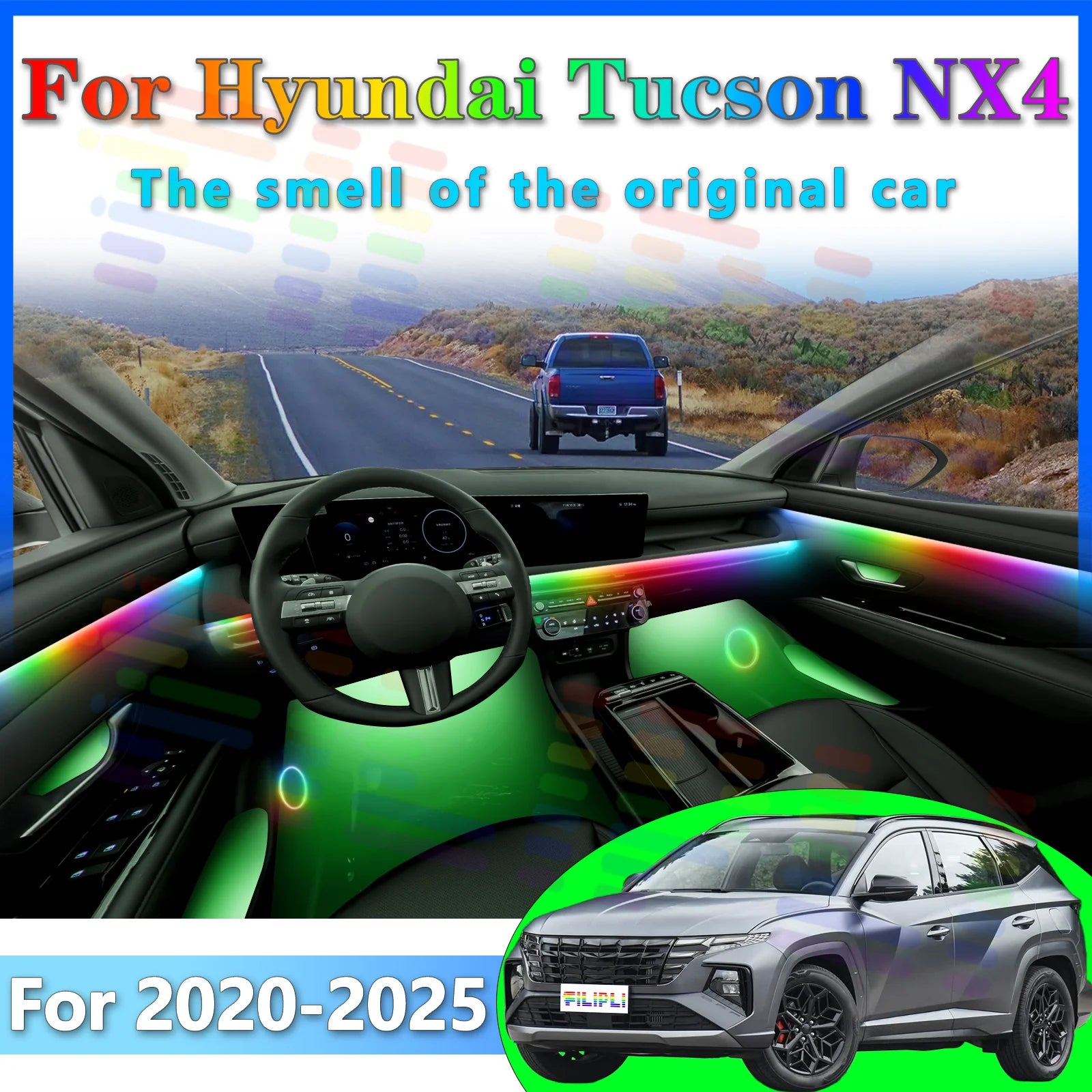 RGB - Ambient Light - for Hyundai NX4 2023-2026 - App Control - Car Interior Lighting | AUTOKITSHOP