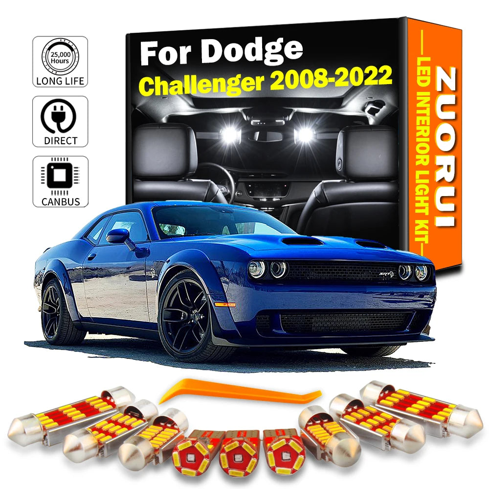 13-Piece LED Interior Light Kit for Dodge Challenger 2008-2016 - Canbus Dome Map Door Trunk Bulbs | AUTOKITSHOP