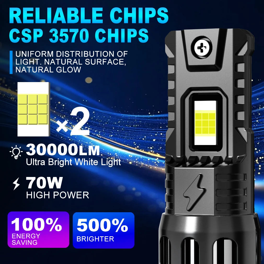 TOAUTO H4 Led Headlights 70W 30000LM H7 LED Canbus 9005 9006 H11 Car Light Bulbs Auto Head