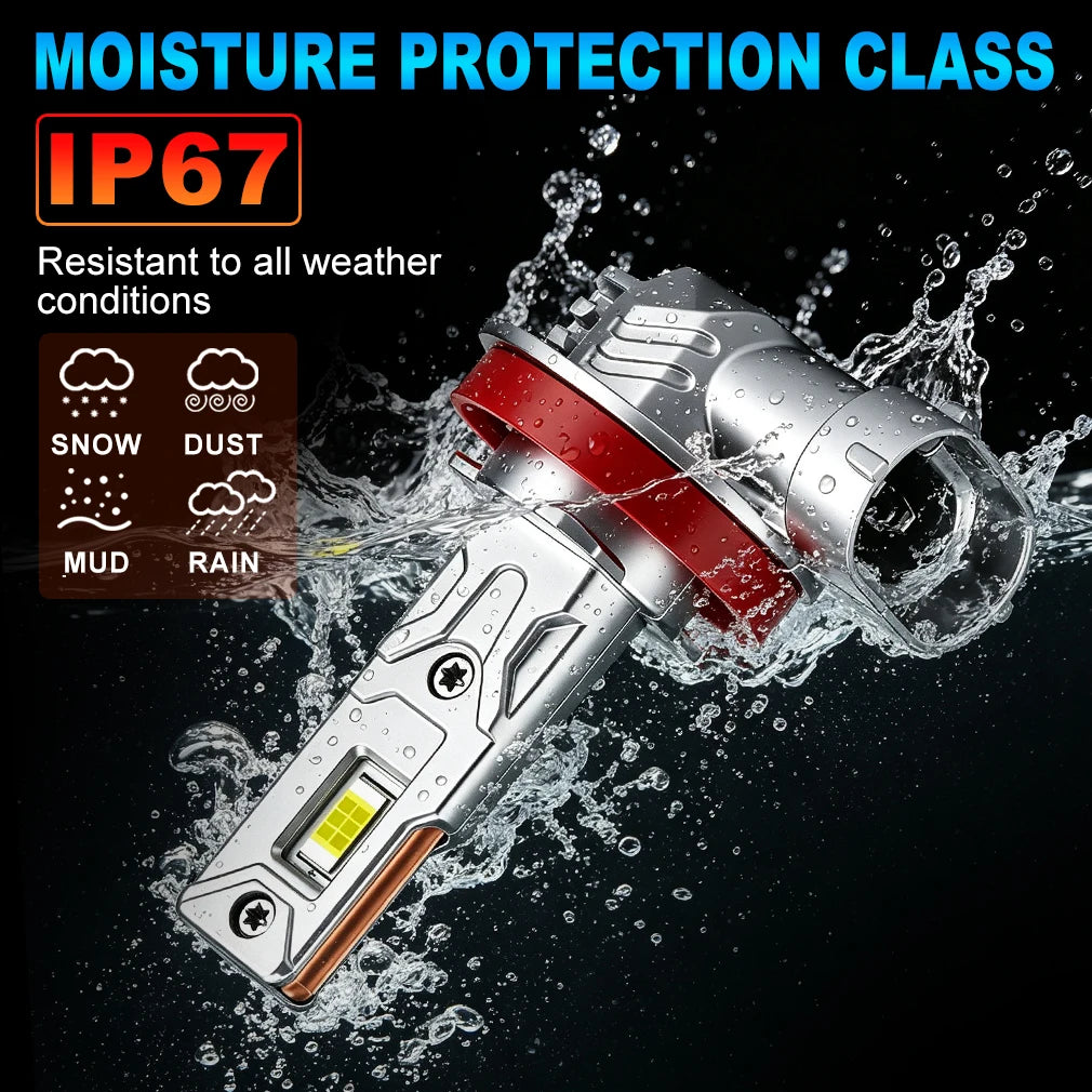 S&D H11 LED Headlamp Bulbs Canbus 30000LM 100W Upgraded No Flickering High Low Beam Auto C