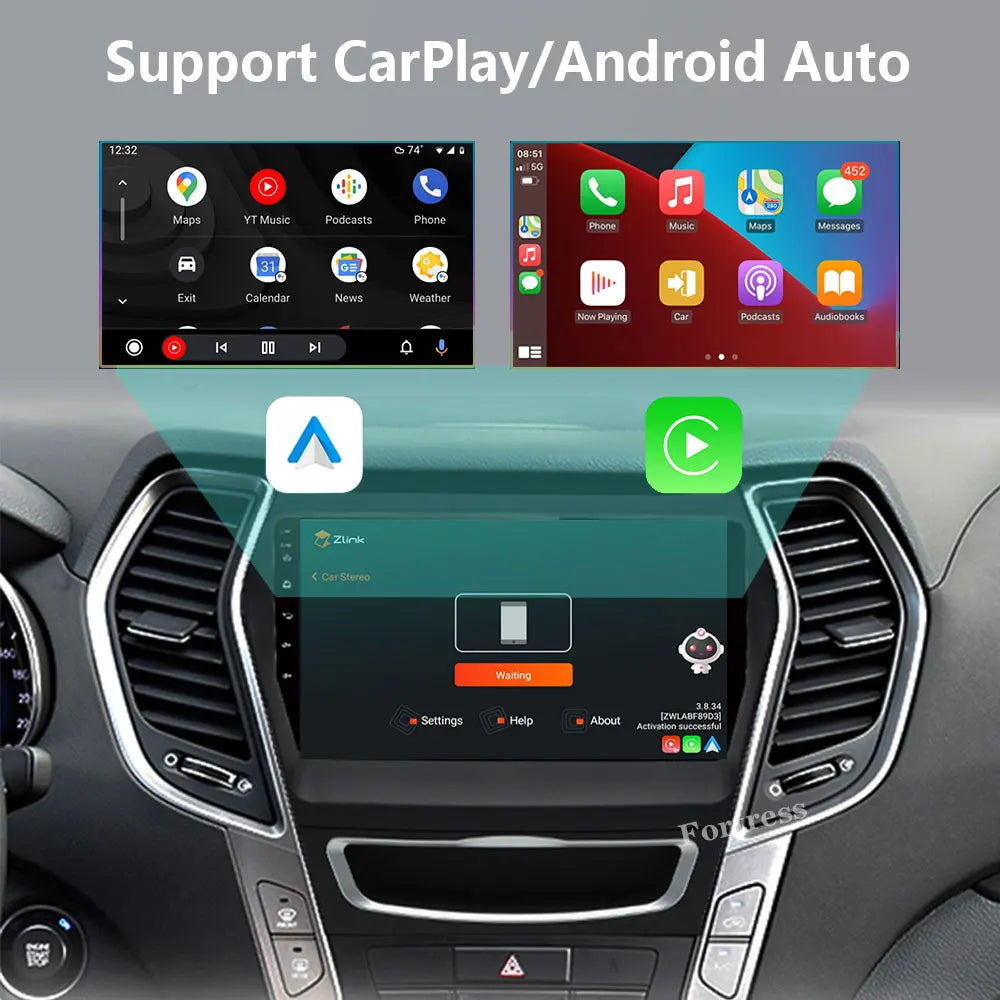 For Hyundai Santa Fe 3 2013 - 2016 Carplay Auto 4G+WIFI GPS Car Radio Navigation Multimedi