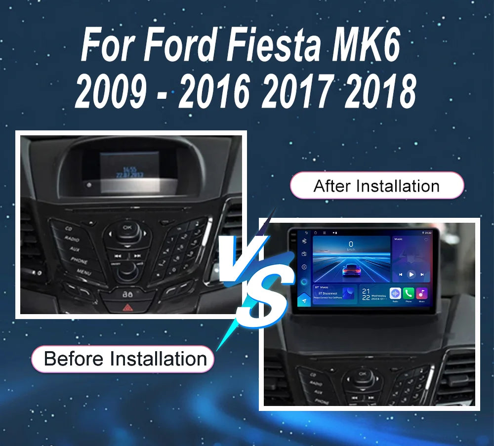 Android 16 Radio Stereo For Ford Fiesta MK6 2009 -2016 2017 Auto Multimedia Video Player G