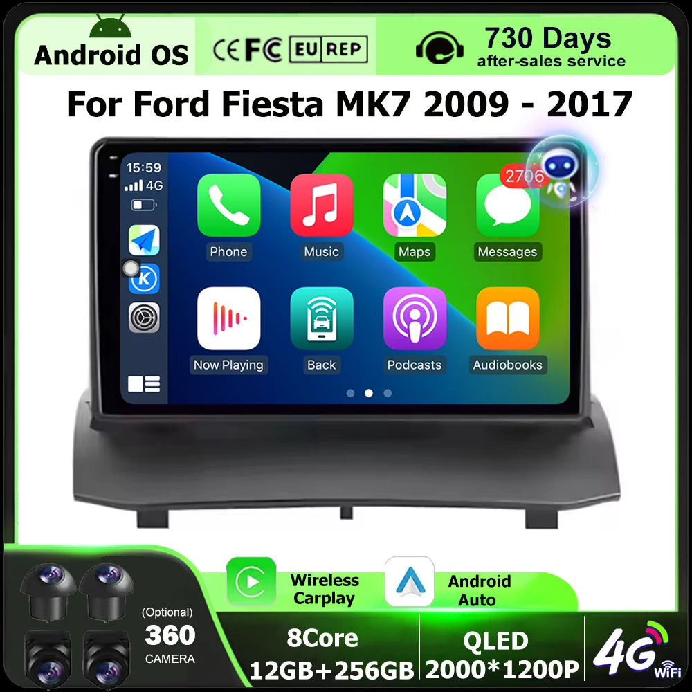 Car Radio Multimedia Video Player GPS Navigation Stereo For Ford Fiesta MK7 2009 - 2017 An