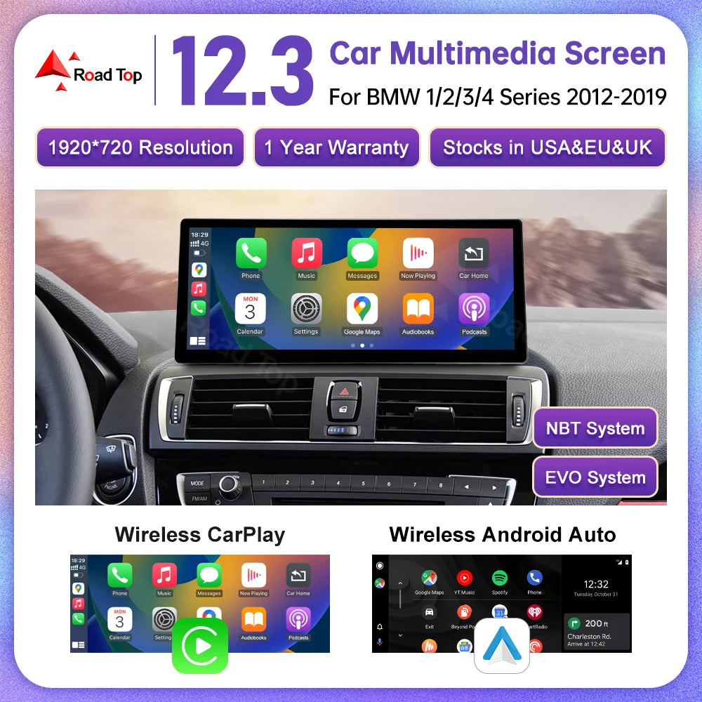 12.3" Ultra Touch Screen For BMW 1/2/3/4 Series F20/F21/F22/F30/F31/F33/F34/F36 Android Au | AUTOKITSHOP