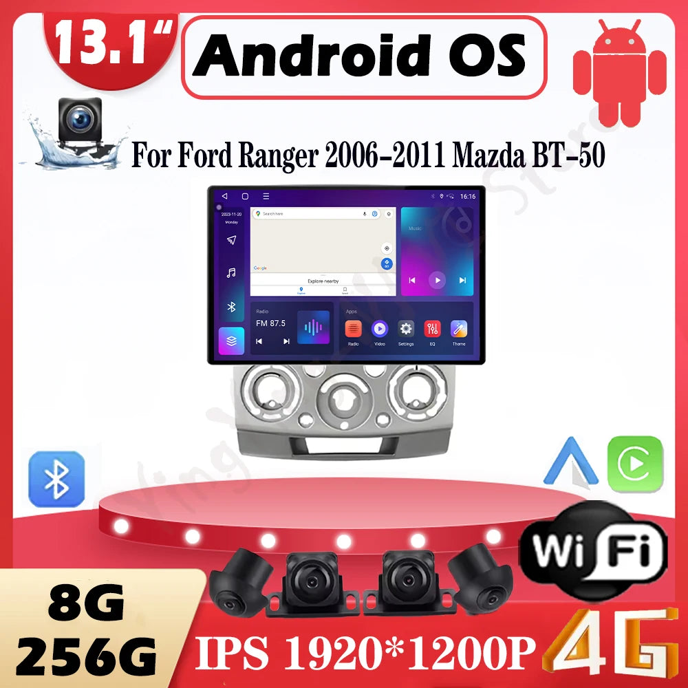 1920*1200P For Ford Ranger 2006-2011 Mazda BT-50 12.3 screen Car Radio Multimedia Video Pl