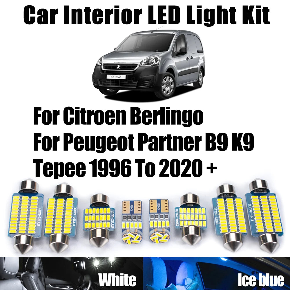 LED Interior Light Kit for Citroen Berlingo For Peugeot Partner B9 K9 Tepee - Canbus Error-Free Bulbs | AUTOKITSHOP