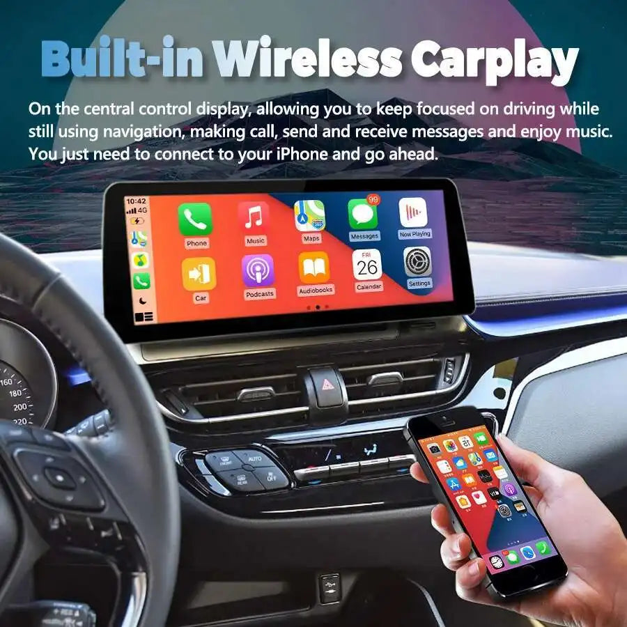 12.3'' Multimedia Carplay Head Unit 128GB Wide Screen Car Video Player 2Din Radio Stereo F