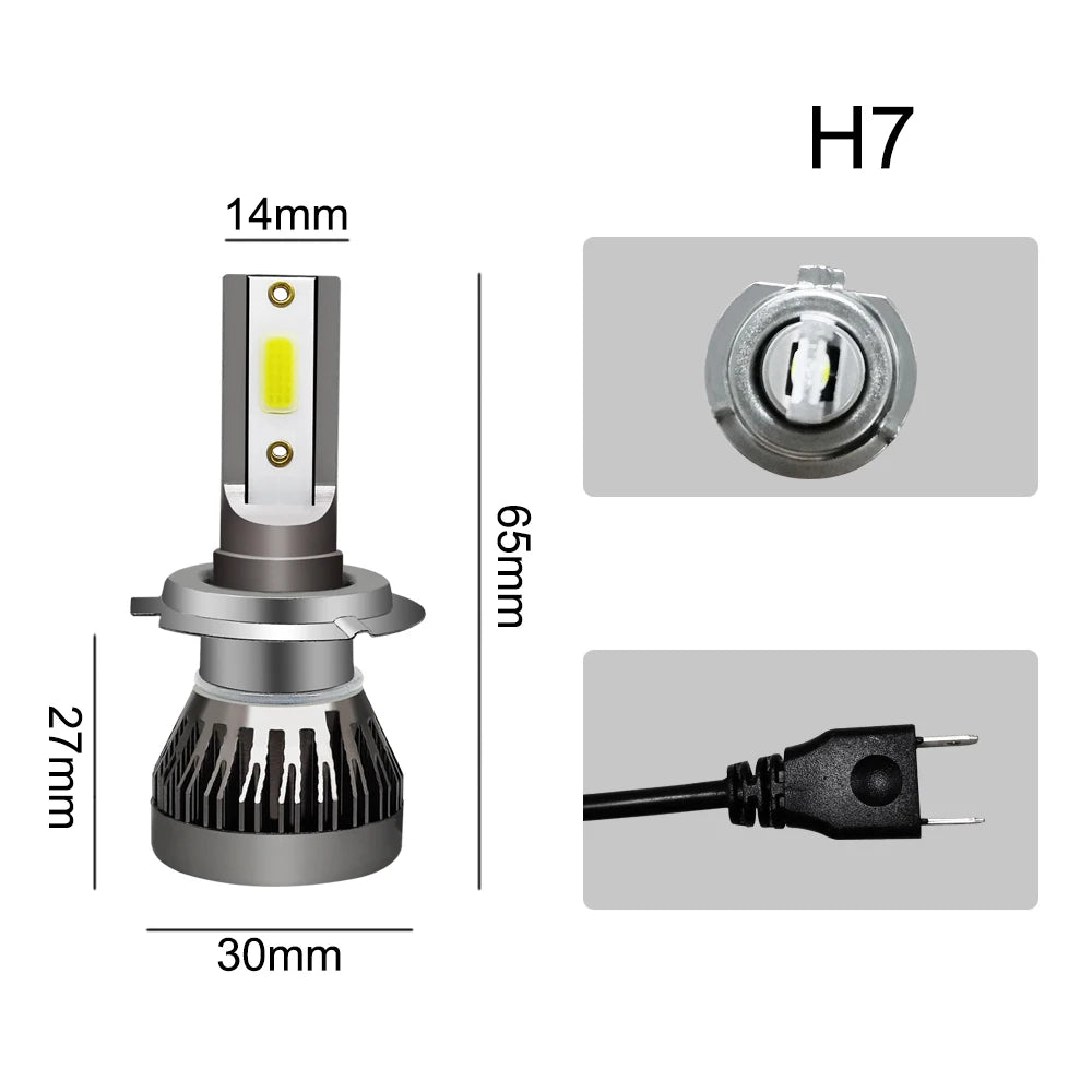 2Pcs H4 H1 H3 H11 H7 LED Car Headlight 200W 20000LM 6000K Canbus Error Free Car Auto Headlamp Led Lights For Car Fog Light