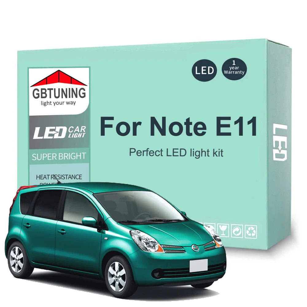 12-Piece LED Interior Light Kit for Nissan Note E11 - Canbus Error-Free Bulbs | AUTOKITSHOP