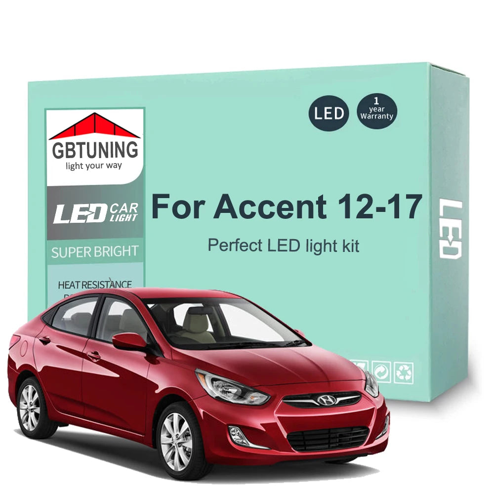 10-Piece LED Interior Light Kit for Hyundai Accent - Canbus Error-Free Bulbs | AUTOKITSHOP
