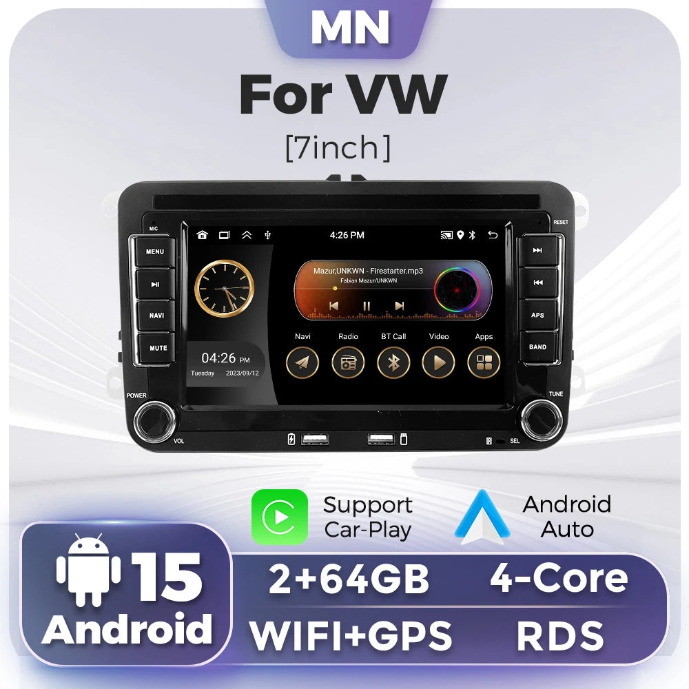 7inch Android 15 Car Radio for Volkswagen VW Passat B6 B7 CC Skoda Jetta Tiguan Touran Gol | AUTOKITSHOP